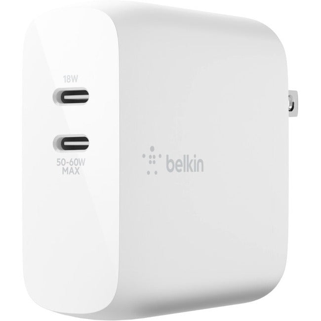 Chargeur mural Belkin BOOST↑CHARGE double USB-C PD GaN 68 W WCH003DQWH