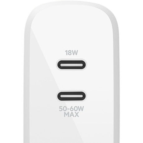 Belkin BOOST&uarr;CHARGE Dual USB-C PD GaN Wall Charger 68W WCH003DQWH
