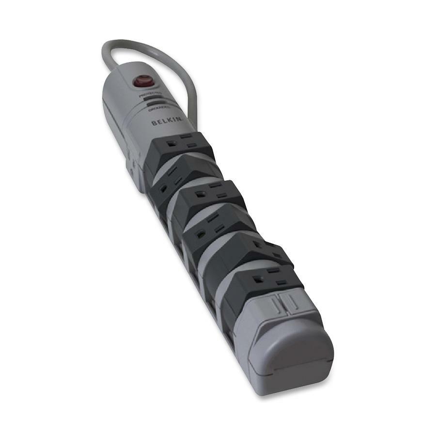 Belkin&reg; Pivot-Plug Surge Protector, 8 AC Outlets, 6' Cord, Gray BP10820006