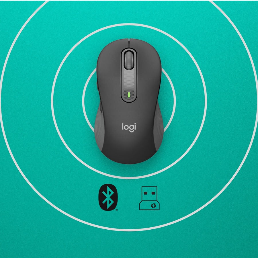 Logitech Signature M650 L Full Size Wireless Mouse - For Large Sized Hands, 2-Year Battery, Silent Clicks, Customizable Side Buttons, Bluetooth, Multi-Device Compatibility (Graphite) 910-006231