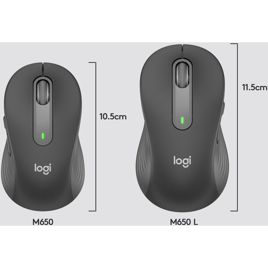 Souris sans fil Logitech Signature M650 - Pour mains de petite à moyenne taille, batterie de 2 ans, clics silencieux, boutons latéraux personnalisables, Bluetooth, compatibilité multi-appareils (Graphite) 910-006250