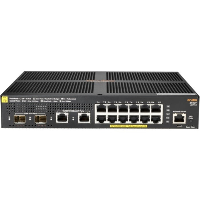 Aruba 2930F 12G PoE+ 2G/2SFP+ Switch JL693A