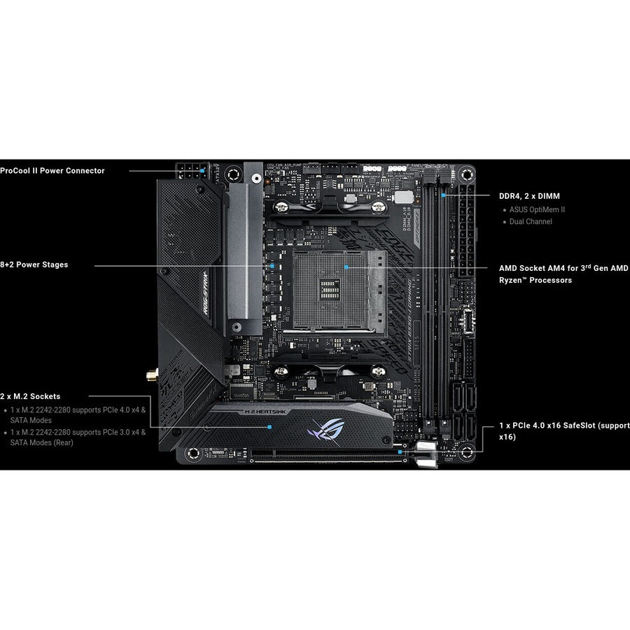 Carte mère de bureau Asus ROG Strix B550-I GAMING - Chipset AMD - Socket AM4 - Mini ITX ROG STRIX B550-I GAMING