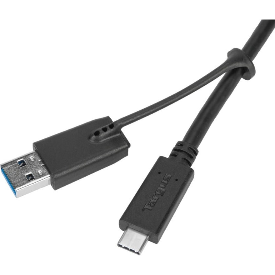 Câble Targus 1M USB-C mâle vers USB-C mâle avec attache USB-A ACC1126GLX