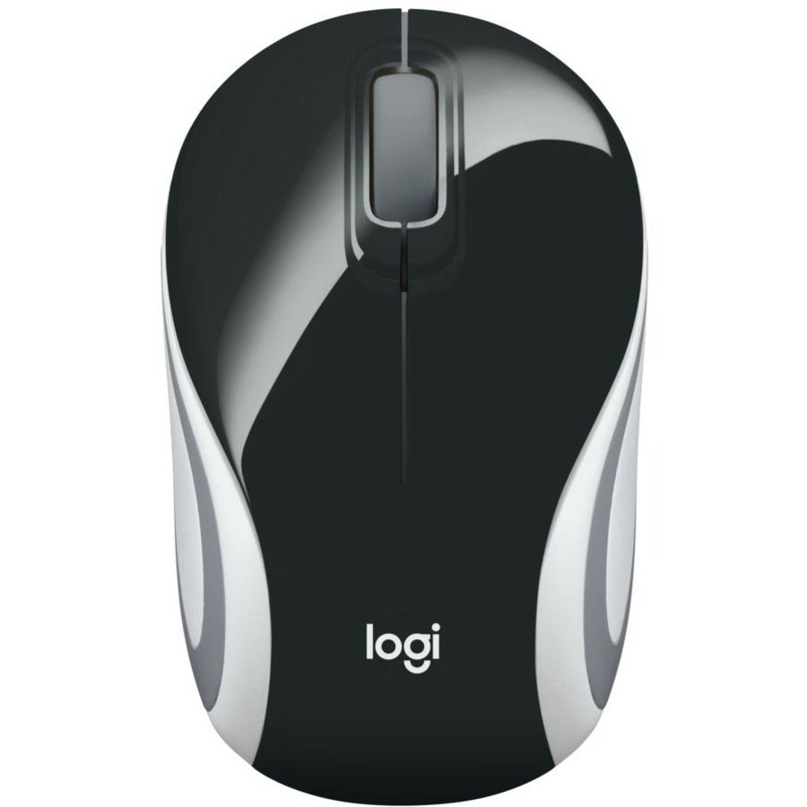 Logitech Wireless Mini Mouse M187 Ultra Portable, 2.4 GHz with USB Receiver, 1000 DPI Optical Tracking, 3-Buttons, PC / Mac / Laptop - Black (with White Stripe) 910-005459