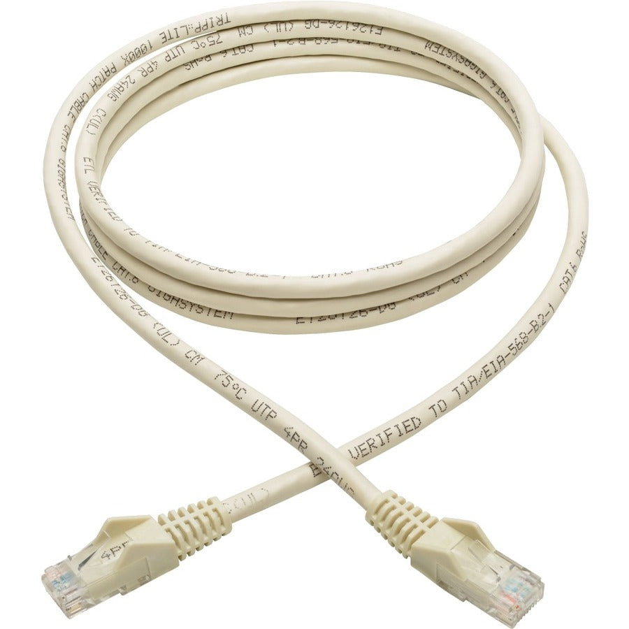 Tripp Lite Cat6 Gigabit Snagless Molded UTP Patch Cable (RJ45 M/M), White, 6 ft N201-006-WH