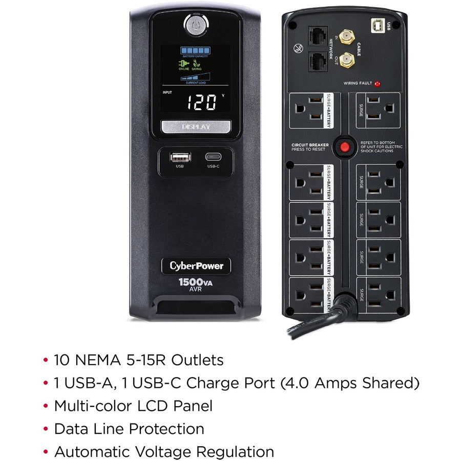 CyberPower Battery Backup LX1500GU3-FC 1500VA Mini-tower UPS LX1500GU3-FC