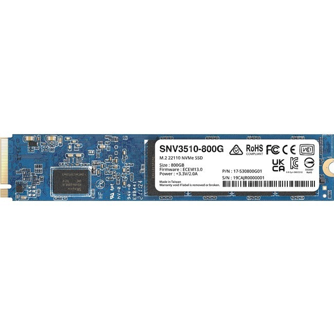Synology SNV3000 SNV3510-800G 800 GB Solid State Drive - M.2 22110 Internal - PCI Express NVMe (PCI Express NVMe 3.0 x4) SNV3510-800G