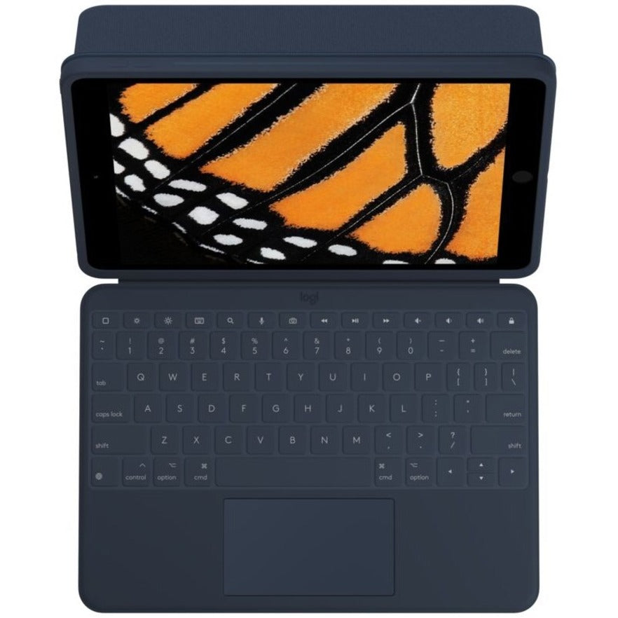 Étui pour clavier Logitech Rugged Combo 3 Touch avec trackpad pour iPad® (7e, 8e et 9e générations) - Bleu (boîte marron) 920-010342