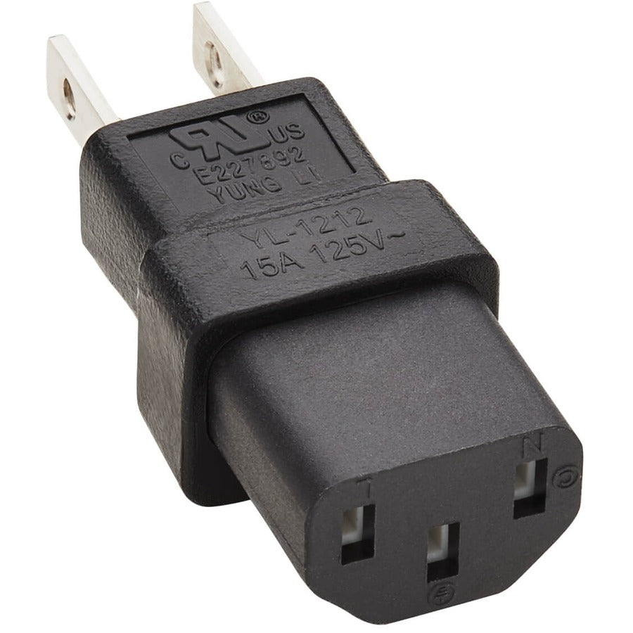 Tripp Lite NEMA 5-15P to C13 Power Cord Adapter - 10A, 125V, Black P006-000