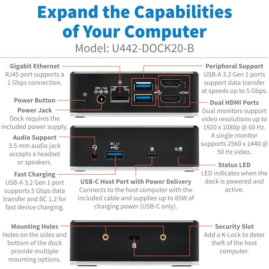 Tripp Lite U442-DOCK20-B Docking Station U442-DOCK20-B