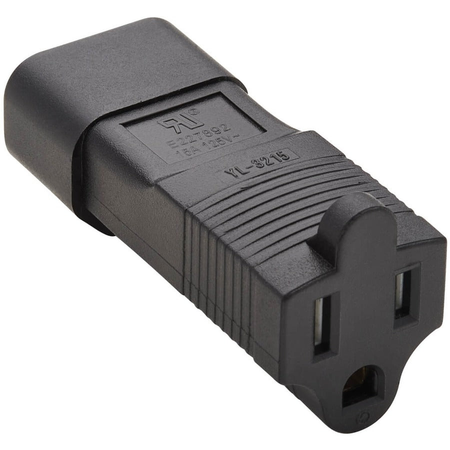 Tripp Lite NEMA 5-15R to C14 Power Cord Adapter - 10A, 125V, Black P002-000