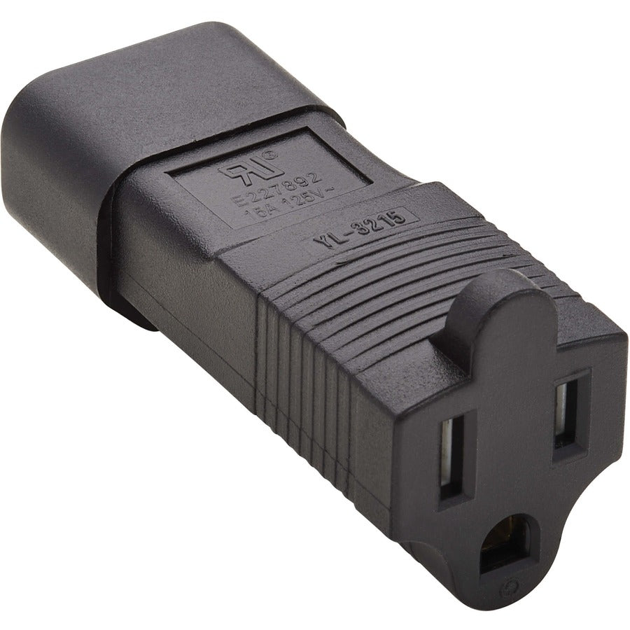 Tripp Lite NEMA 5-15R to C14 Power Cord Adapter - 10A, 125V, Black P002-000