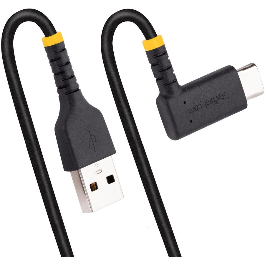 StarTech.com Câble de chargement USB A vers C à angle droit de 30 cm, câble USB-C robuste à charge rapide, fibre aramide durable et robuste, 3 A R2ACR-30C-USB-CABLE