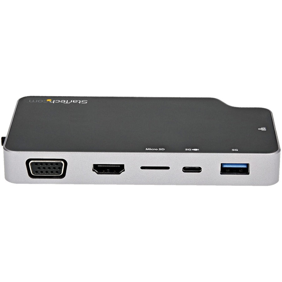 StarTech.com Adaptateur multiport USB C, USB-C vers HDMI 4K ou vidéo VGA avec passage PD 100 W, hub USB 10 Gbit/s/MicroSD/GbE, mini station d'accueil USB-C CDP2HVGUASPD