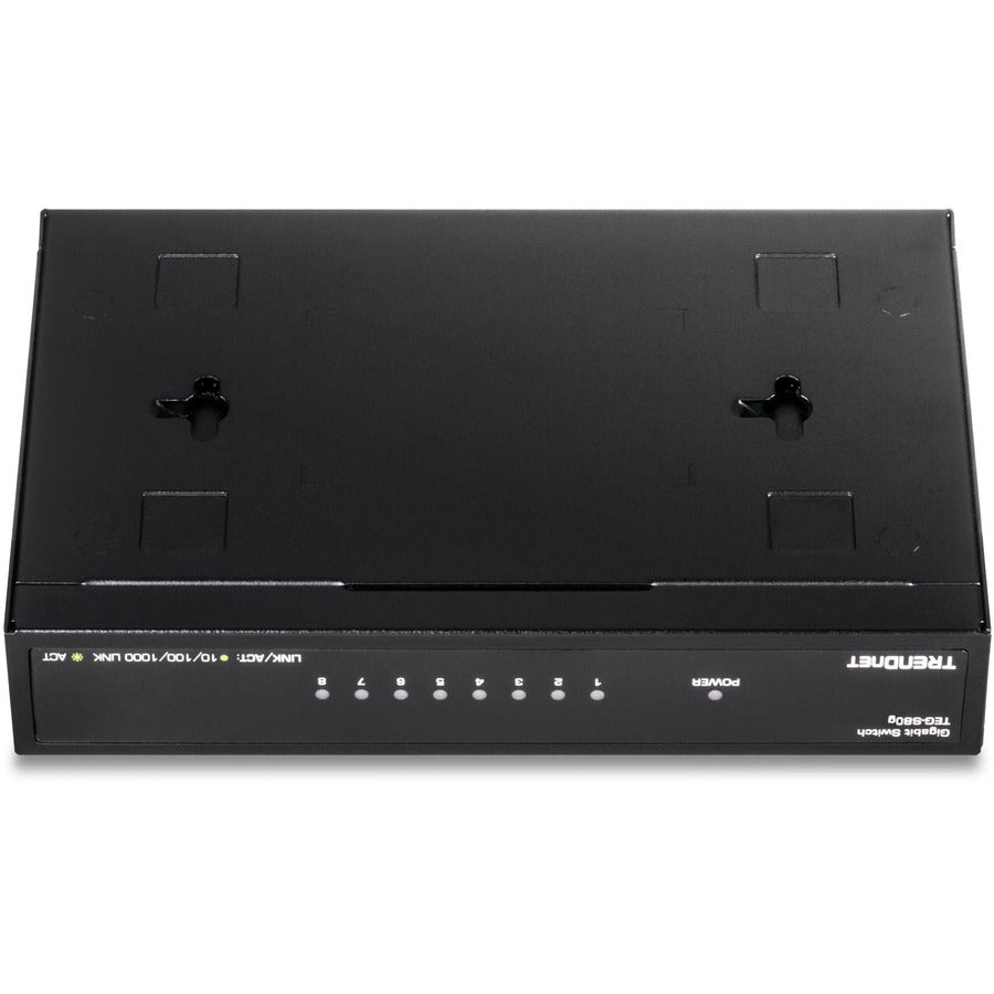 TRENDnet Commutateur métallique de bureau Gigabit GREENnet non géré à 8 ports, sans ventilateur, capacité de commutation de 16 Gbit/s, Plug &amp; Play, commutateur réseau Ethernet, protection à vie, noir, TEG-S80G TEG-S80G