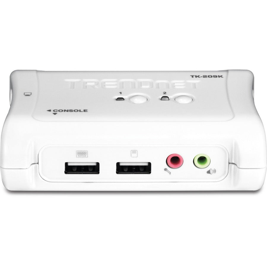 TRENDnet Kit commutateur KVM USB 2 ports et câble avec audio, gestion de deux PC, USB 1.1, hot-plug, auto-scan, raccourcis clavier, compatible Windows et Linux, TK-209K TK-209K