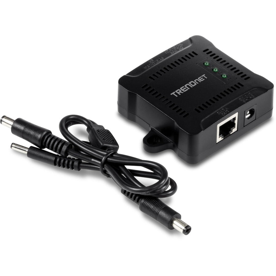 TRENDnet Gigabit PoE Splitter, 1 x Gigabit PoE Input Port, 1 x Gigabit Output Port, Up to 100m (328 ft), Supports 5V, 9V, 12V Devices, 802.3af PoE Compatible, PoE Powered, Black, TPE-104GS TPE-104GS