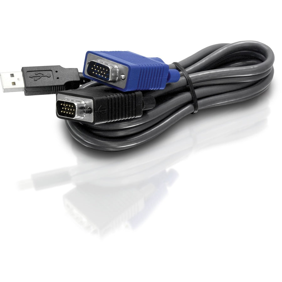 TRENDnet 2-in-1 USB VGA KVM Cable, TK-CU10, VGA/SVGA HDB 15-Pin Male to Male, USB 1.1 Type A, 10 Feet (3.1m), Connect Computers with VGA and USB Ports, USB Keyboard/Mouse Cable & Monitor Cable TK-CU10