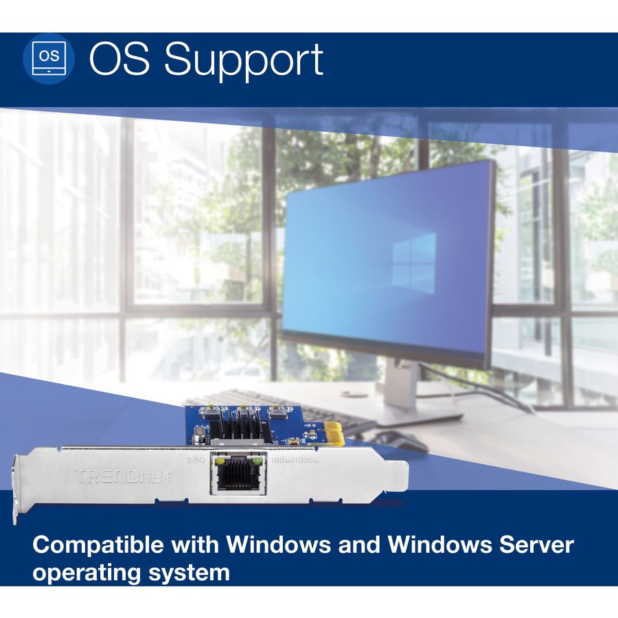 TRENDnet 2.5Gase-T PCIe Network Adapter; Standard and Low-Profile Brackets Included; Windows; Server; Linux and Vmware Esxi 6.X; 5.X; TEG-25GECTX TEG-25GECTX