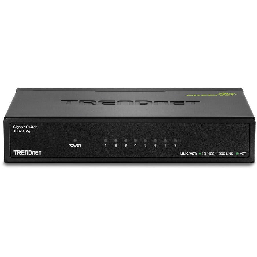 TRENDnet 8-Port Gigabit GREENnet Switch, Ethernet Network Switch, 8 x 10-100-1000 Mbps Gigabit Ethernet Ports, 16 Gbps Switching Capacity, Metal, Lifetime Protection, Black, TEG-S82G TEG-S82g