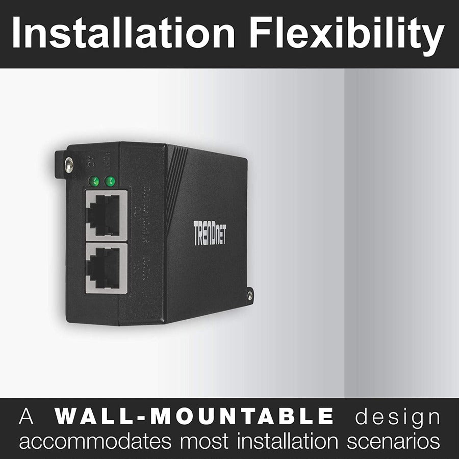 TRENDnet Gigabit Power Over Ethernet Plus Injector, Converts Non-Poe Gigabit To Poe+ Or PoE Gigabit, Supplies PoE (15.4W) Or PoE+ (30W) Power Network Distances Up To 100M (328 ft.), Black, TPE-115GI TPE-115Gi