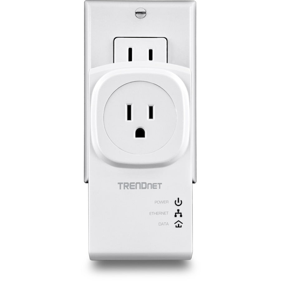 TRENDnet Powerline 500 AV Nano Adapter Kit With Built-In Outlet, Power Outlet Pass-Through, Includes 2 x TPL-407E Adapters, Plug & Play, Ideal For Smart TVs, Gaming, White, TPL-407E2K TPL-407E2K