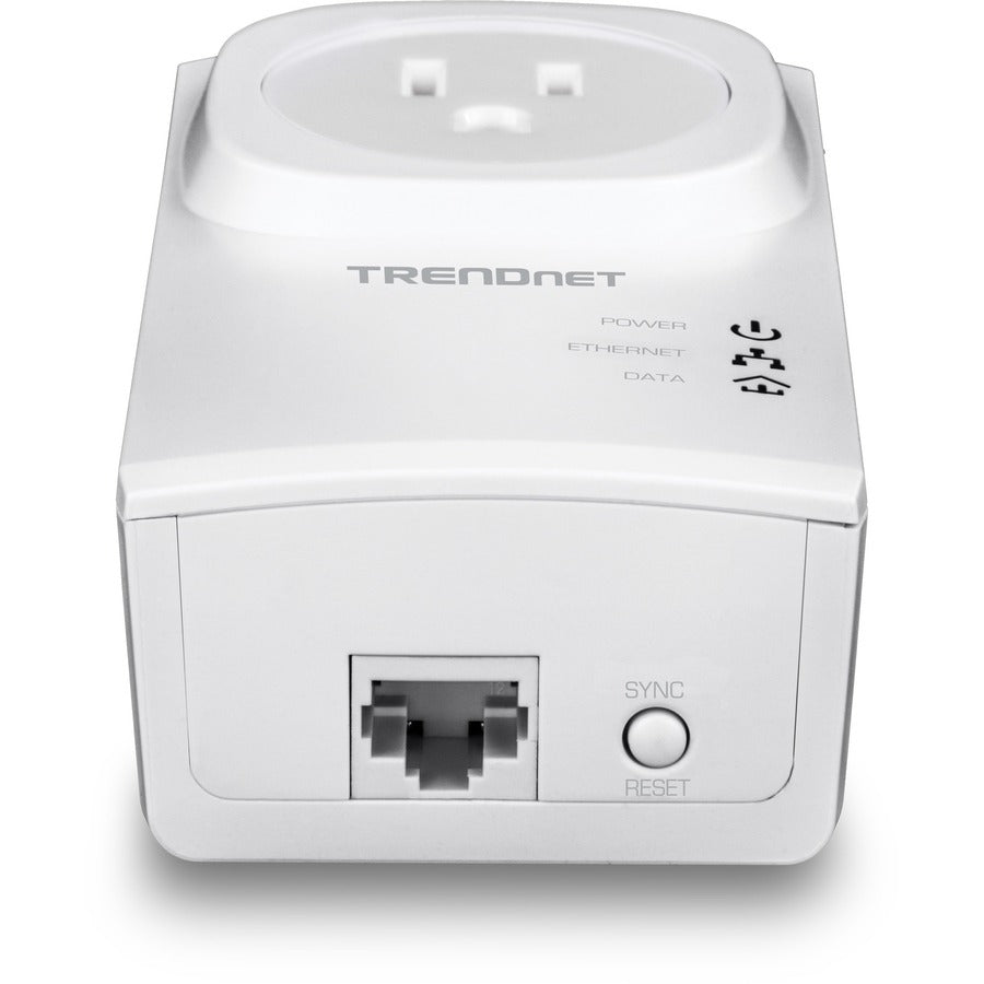 TRENDnet Powerline 500 AV Nano Adapter Kit With Built-In Outlet, Power Outlet Pass-Through, Includes 2 x TPL-407E Adapters, Plug & Play, Ideal For Smart TVs, Gaming, White, TPL-407E2K TPL-407E2K