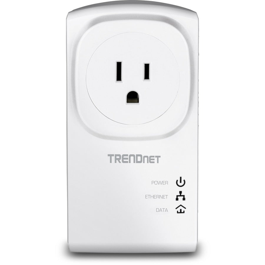 TRENDnet Powerline 500 AV Nano Adapter Kit With Built-In Outlet, Power Outlet Pass-Through, Includes 2 x TPL-407E Adapters, Plug & Play, Ideal For Smart TVs, Gaming, White, TPL-407E2K TPL-407E2K