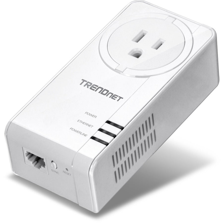 TRENDnet Powerline 1300 AV2 Adapter With Built-in Outlet Adapter Kit, Includes 2 x TPL-423E Adapters, IEEE 1905.1 & IEEE 1901, Gigabit Port, Range Up To 300m (984 ft), White, TPL-423E2K TPL-423E2K