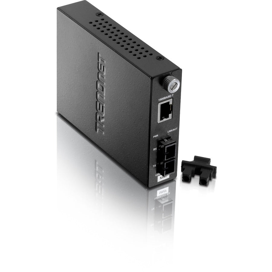 TRENDnet Convertisseur de média fibre SC multimode intelligent 1000Base-T vers 1000Base-SX, jusqu'à 550 m (1 800 pieds), convertisseur fibre vers Ethernet, capacité de commutation 2 Gbit/s, protection à vie, noir, TFC-1000MSC TFC-1000MSC