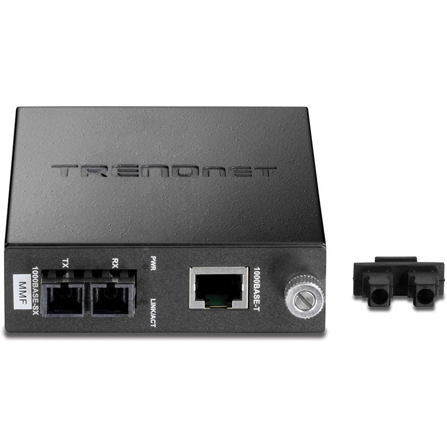 TRENDnet Convertisseur de média fibre SC multimode intelligent 1000Base-T vers 1000Base-SX, jusqu'à 550 m (1 800 pieds), convertisseur fibre vers Ethernet, capacité de commutation 2 Gbit/s, protection à vie, noir, TFC-1000MSC TFC-1000MSC