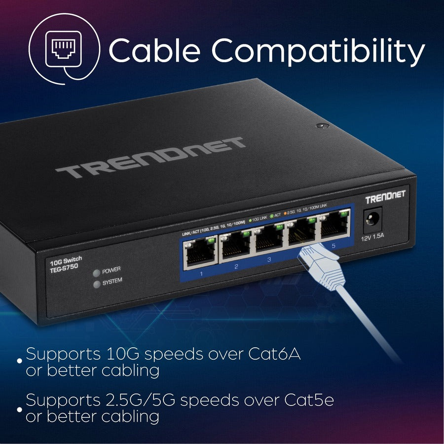 TRENDnet 5-Port 10G Switch TEG-S750