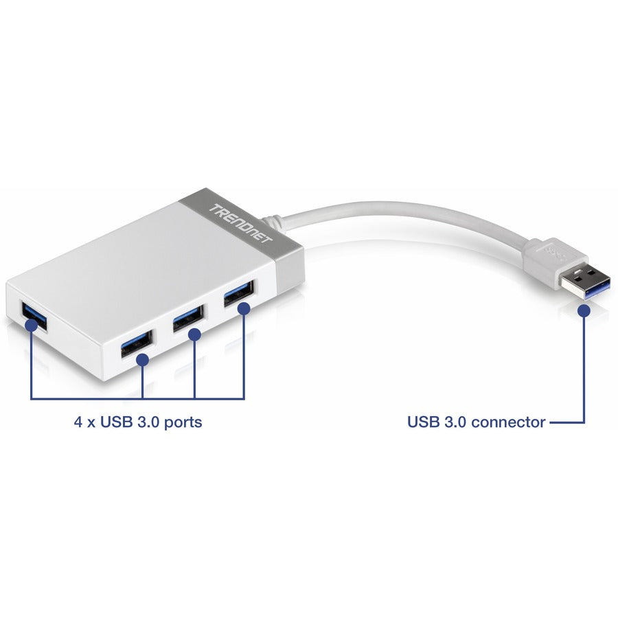 Mini hub USB 3.0 haute vitesse TRENDnet 4 ports TU3-H4E