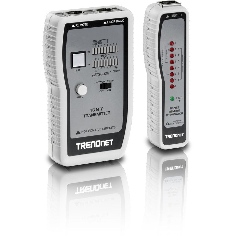 TRENDnet Network Cable Tester, Tests Ethernet, USB And BNC Cables, Accurately Test Pin Configurations up to 300m (984 ft), Local And Remote Testing, Includes BNC To Ethernet Converters, White, TC-NT2 TC-NT2