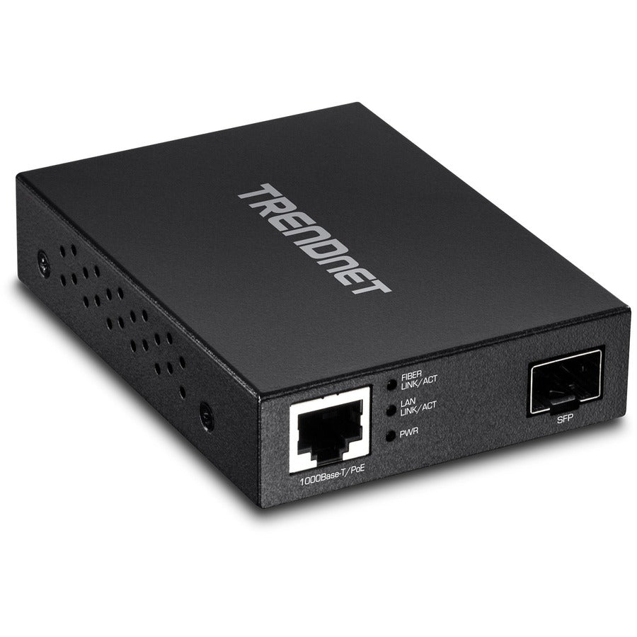 TRENDnet Gigabit Poe Pd SFP Fiber Media Converter; Poe Powered 100/1000Base-T to SFP Fiber Media Converter; Compact Design; TFC-PGSFP TFC-PGSFP