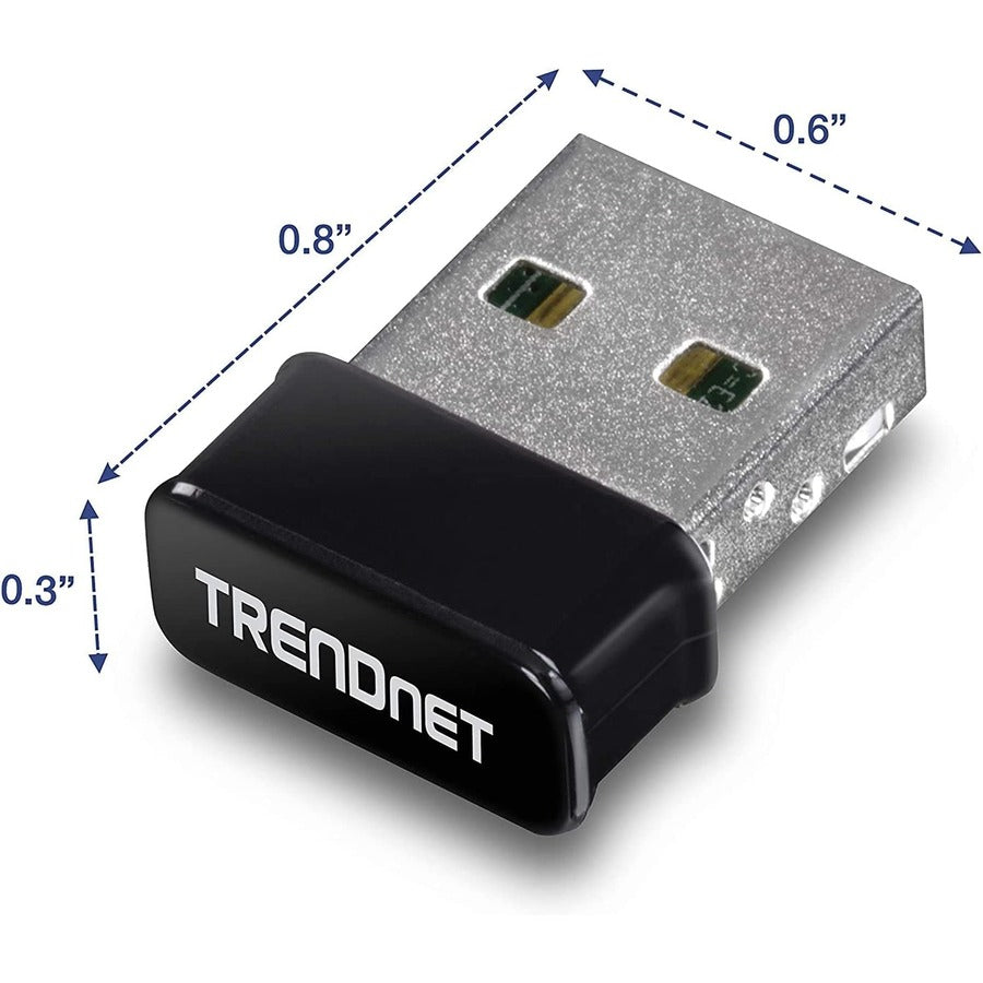 TRENDnet Micro AC1200 Wireless USB Adapter, Dual Band Support For 2.4GHz And 5GHz, WiFi AC1200 MU-MIMO Adapter, WPA2 Encrpytion, Easy Setup, Supports Windows And Mac, Black, TEW-808UBM TEW-808UBM