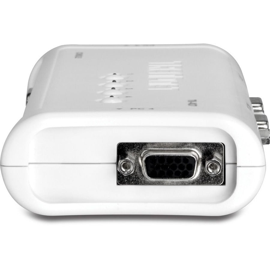 TRENDnet 4-Port USB KVM Switch Kit, VGA And USB Connections, 2048 x 1536 Resolution, Cabling Included, Control Up To 4 Computers, Compliant With Window, Linux, and Mac OS, White, TK-407K TK-407K