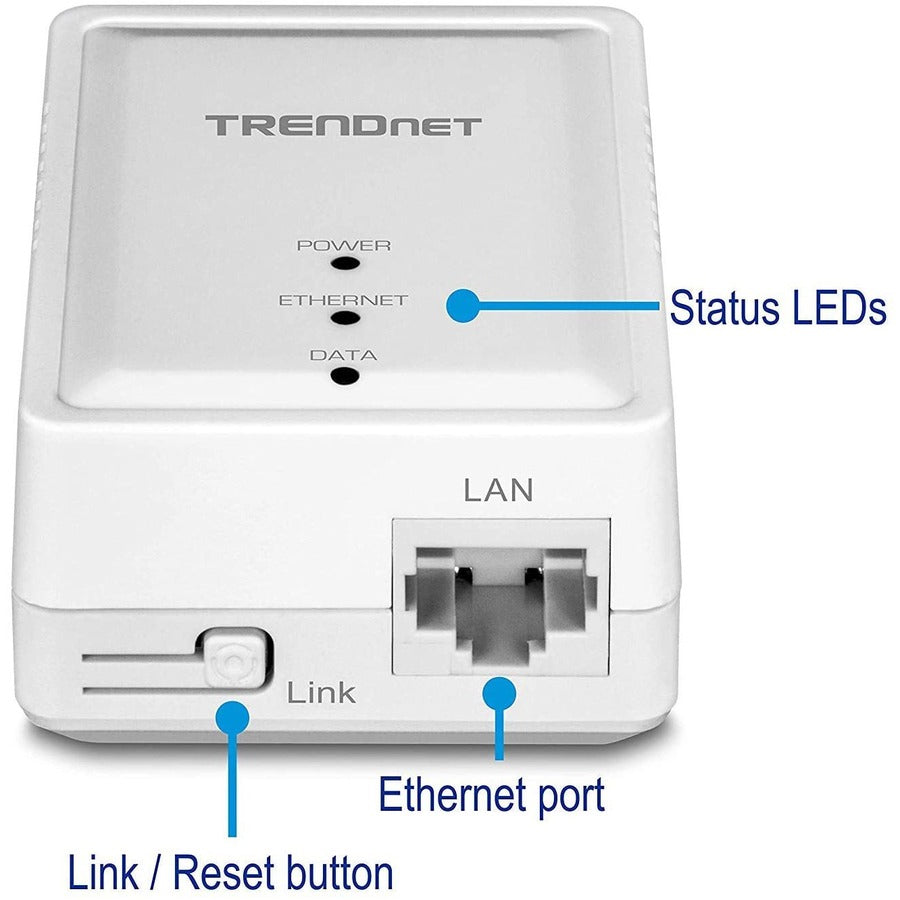 TRENDnet Powerline 500 AV Nano Adapter Kit, Includes 2 x TPL-406E Adapters, Cross Compatible With Powerline 600-500-200, Windows 10, 8.1, 8, 7, Vista, XP, Plug & Play Install, White, TPL-406E2K TPL-406E2K