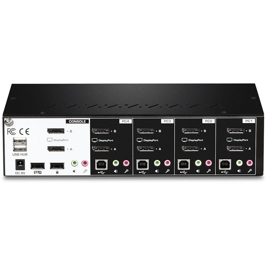 TRENDnet 4-Port Dual Monitor DisplayPort KVM Switch With Audio, 2-Port USB 2.0 Hub, 4K UHD Resolution Up To 3840 x 2160, Connect 4 DisplayPort Monitors, Dual Monitor 4 Port KVM Switch, Black, TK-440DP TK-440DP