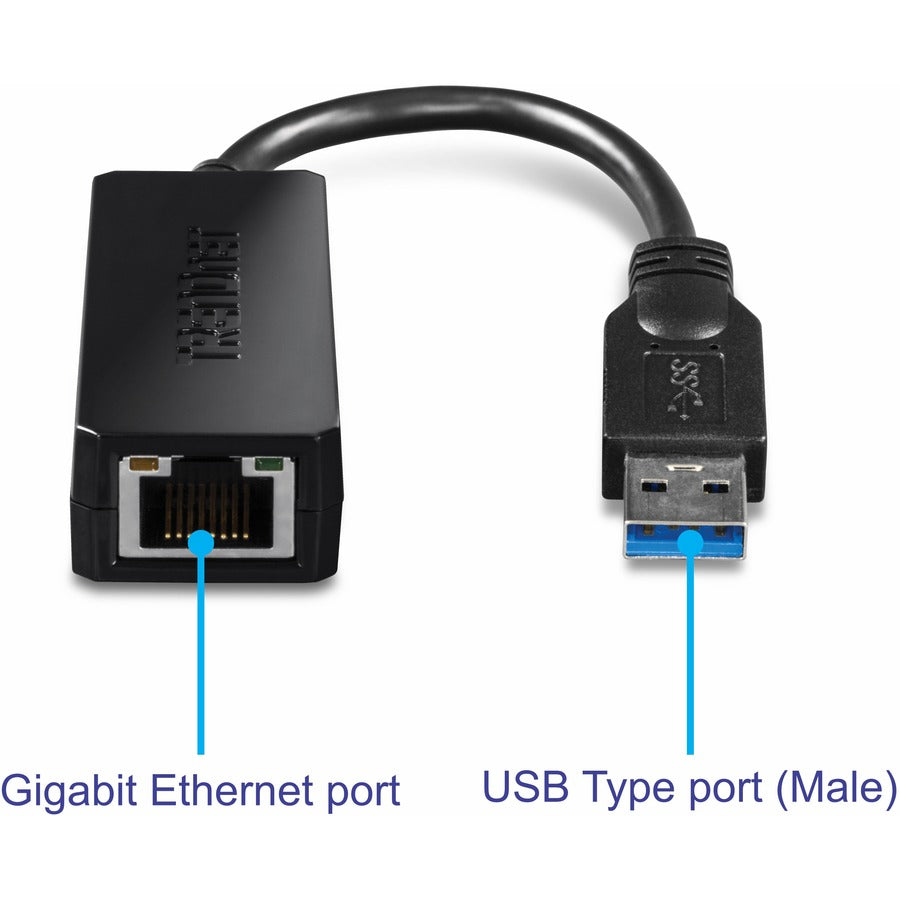 TRENDnet USB 3.0 To Gigabit Ethernet Adapter, Full Duplex 2Gbps Ethernet Speeds, Up To 1Gbps, USB-A, Windows & Mac Compatibility, USB Powered, Simple Setup, Black, TU3-ETG TU3-ETG