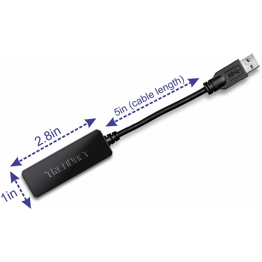 TRENDnet USB 3.0 To Gigabit Ethernet Adapter, Full Duplex 2Gbps Ethernet Speeds, Up To 1Gbps, USB-A, Windows & Mac Compatibility, USB Powered, Simple Setup, Black, TU3-ETG TU3-ETG