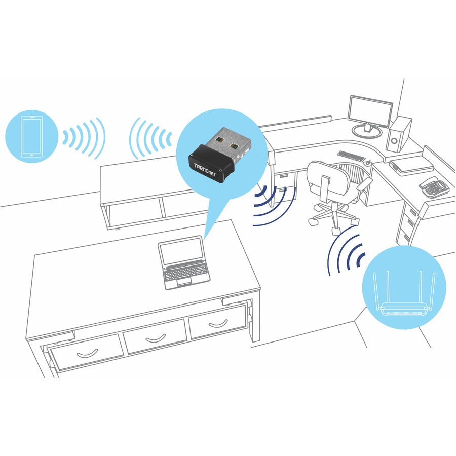 TRENDnet Micro N150 Wireless & Bluetooth 4.0 USB Adapter, Class 1, N150, Up to 150Mbps WiFi N, TBW-108UB TBW-108UB