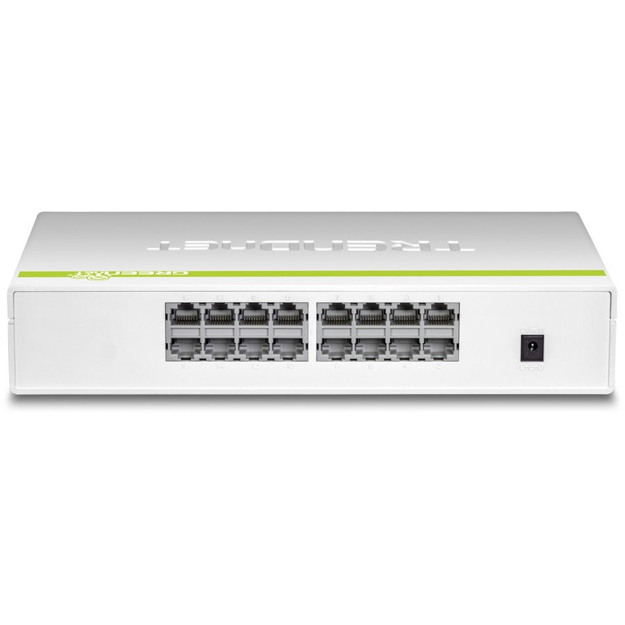 TRENDnet 16-Port Gigabit GREENnet Switch, Polycarbonate, QoS Prioritization, 32 Gbps Switching Fabric, Fanless, Plug and Play, Network Ethernet Switch, Jumbo Frame Support, White, TEG-S16D TEG-S16D