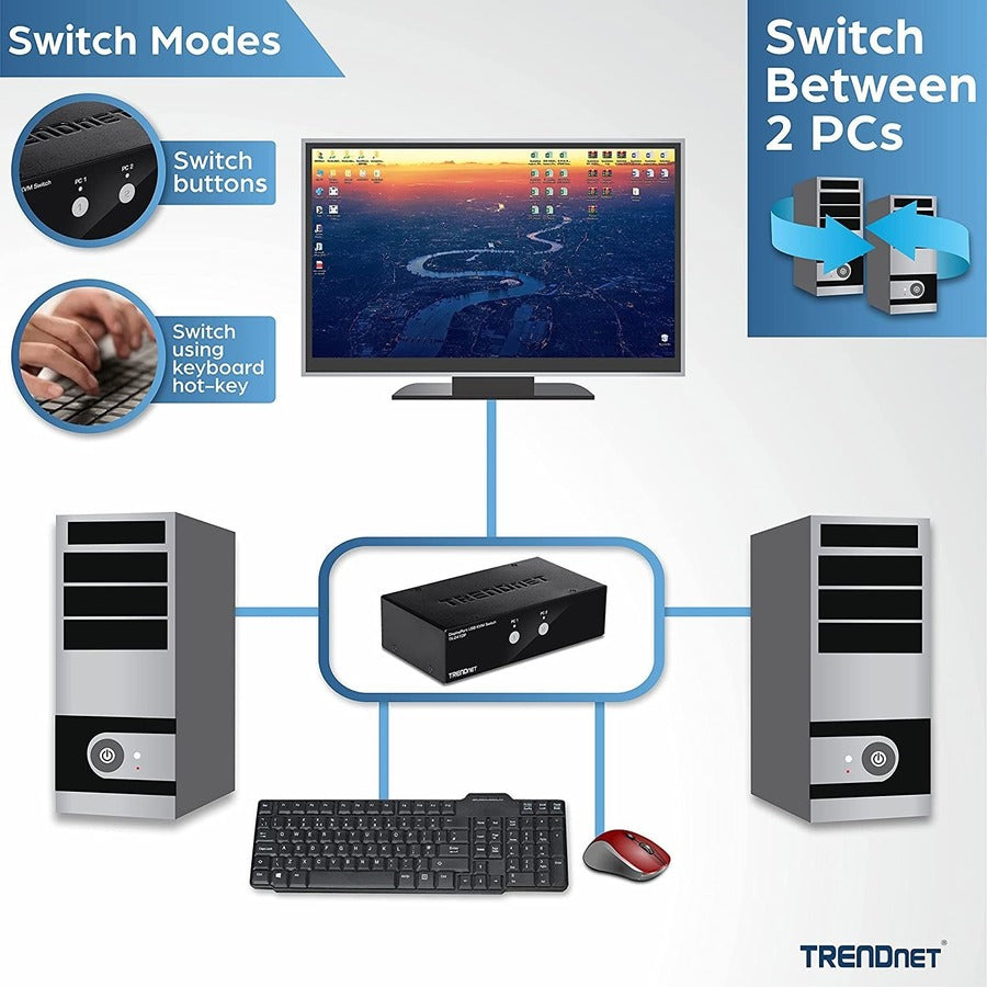 Commutateur KVM DisplayPort 2 ports TRENDnet TK-241DP (version 1.0R) TK-241DP