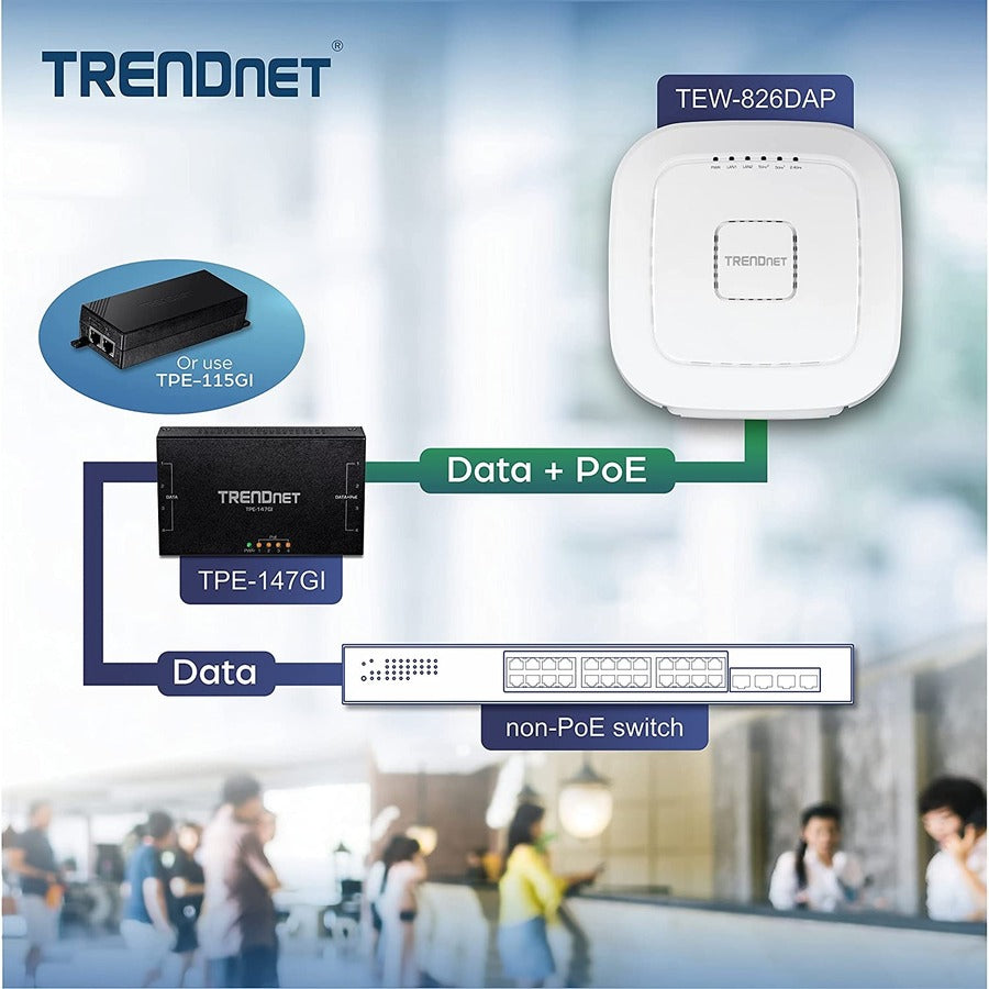 TRENDnet AC2200 Point d'accès sans fil intérieur PoE+ tri-bande, 867 Mbps WiFi AC + 400 Mbps WiFi N bandes, Wave 2 MUMIMO, pont client, WDS, AP, pont WDS, station WDS, modes répéteur, blanc, TEW-826DAP TEW-826DAP