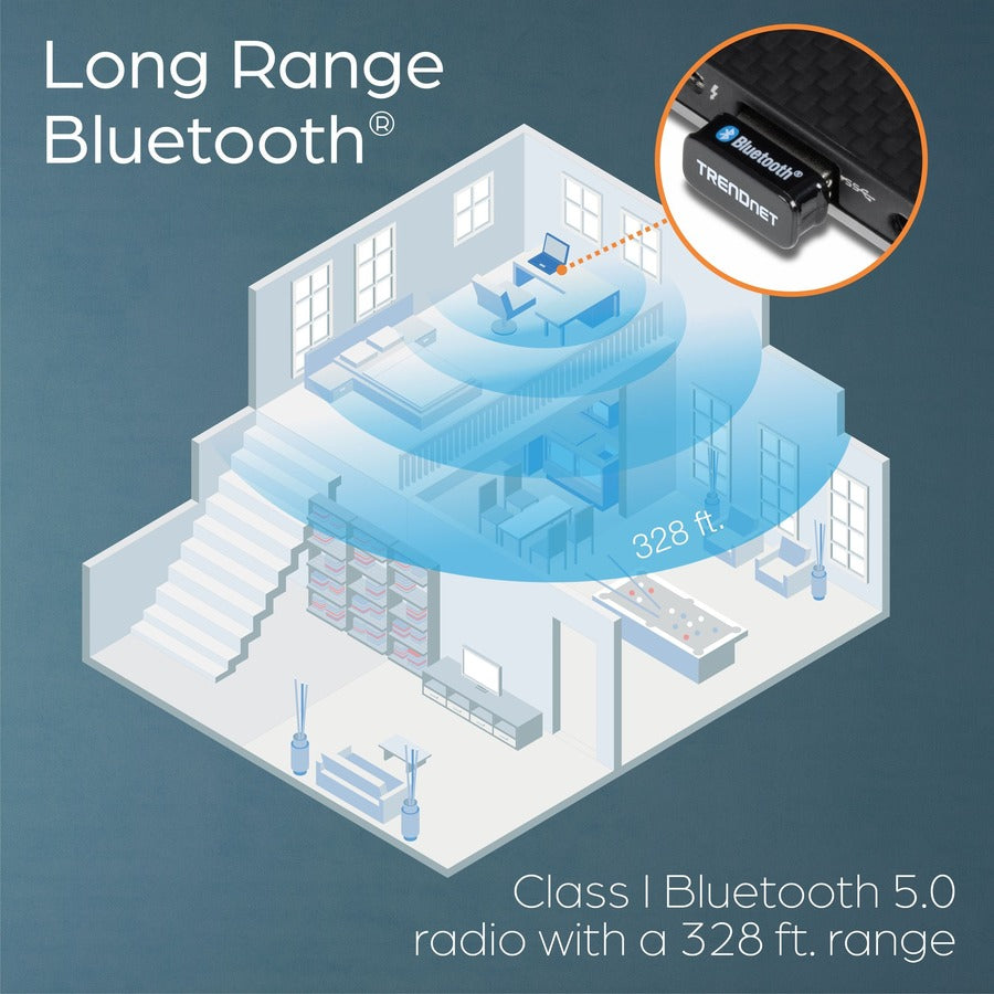 TRENDnet TBW-110UB Bluetooth 5.0 adaptateur Bluetooth monobande pour ordinateur/clavier/casque TBW-110UB