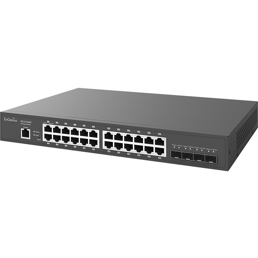 Switch Gigabit compact 13" 24 ports gérés par EnGenius Cloud avec 4 ports SFP+ ECS1528T