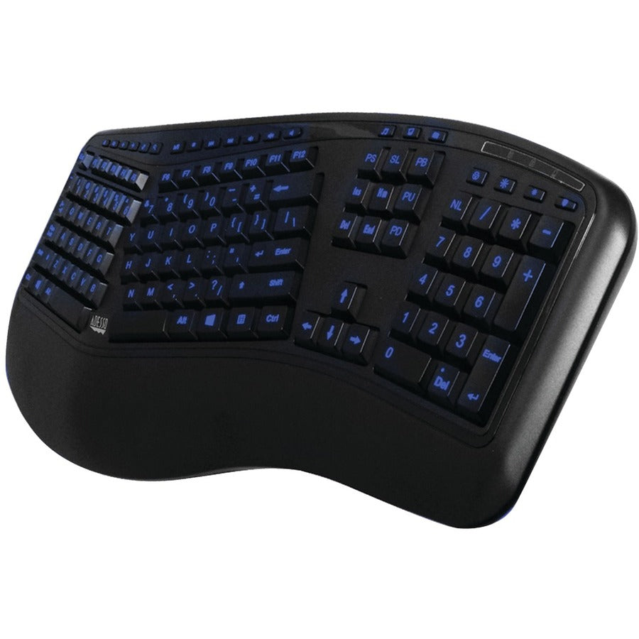 Adesso Color Illuminated Ergonomic Keyboard AKB-150EB