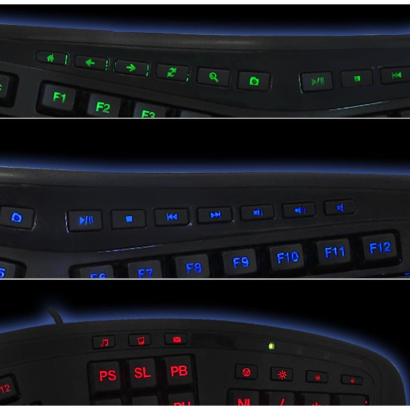 Adesso Color Illuminated Ergonomic Keyboard AKB-150EB